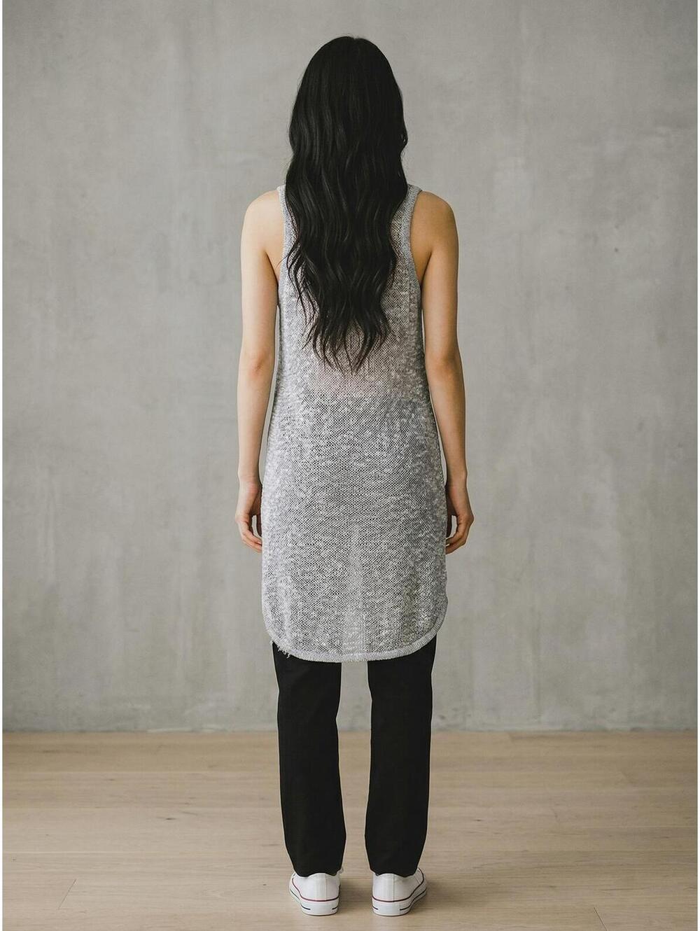 POL NWOT Fringe Tank Top-Size L-Cloud Gray - Picture 2 of 5